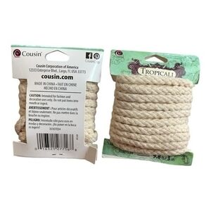 Cousin Tropicali Macrame Cord Cotton Rope Braided Off White 2 Pack NWT Crafts